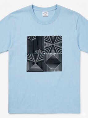 NOAH NYC MEN'S GRAPHIC T-SHIRT LIGHT BLUE SIZE SMALL